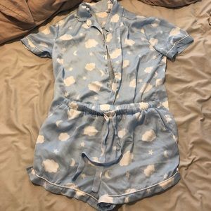 Baby blue cloud print pajama set